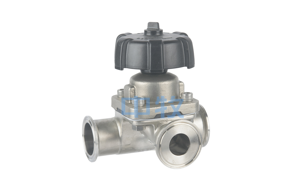 Fast loading tee diaphragm valve manually