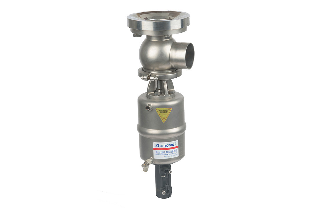 Pneumatic flange connection valve at the tank bottom